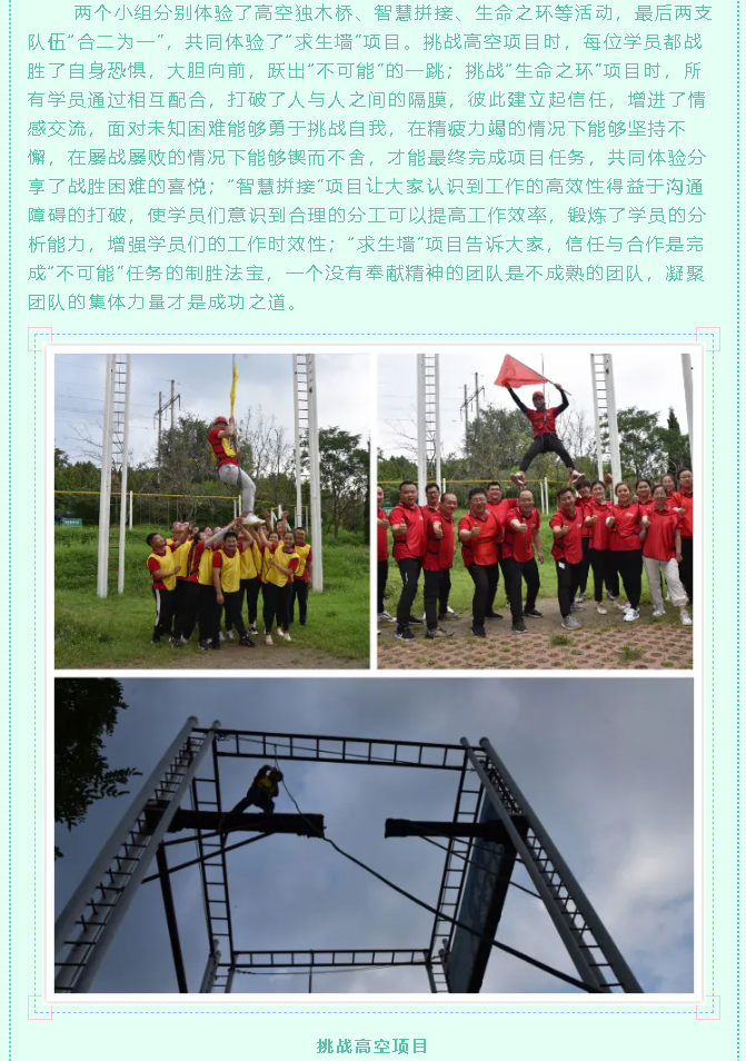 集團后備人才班組織戶外拓展和目標管理課程培訓70