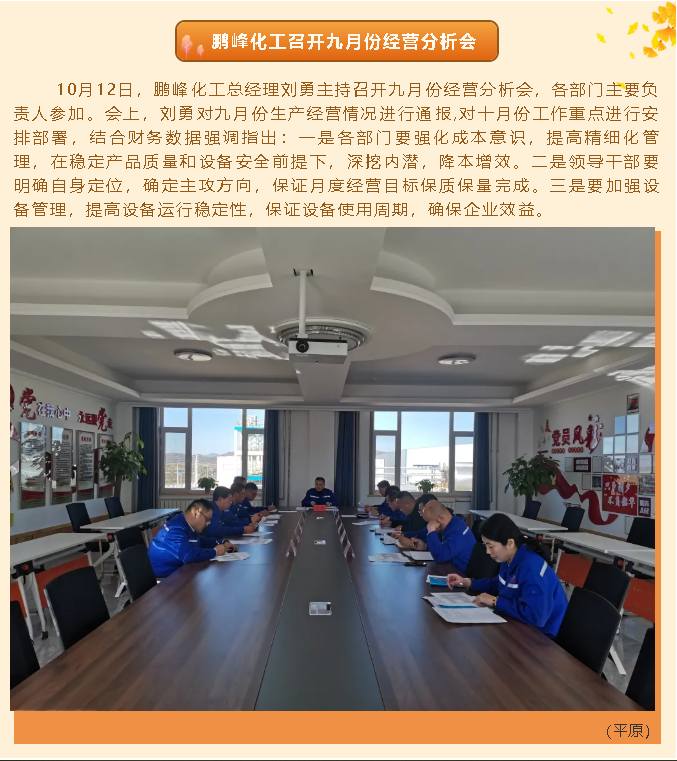 鵬峰化工召開九月份經(jīng)營分析會13