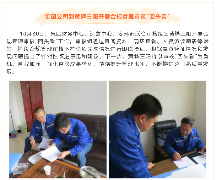 集團(tuán)公司到黃驊三陽開展合規(guī)管理審核“回頭看”90