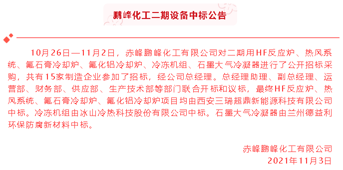 【中標(biāo)公告】鵬峰化工78